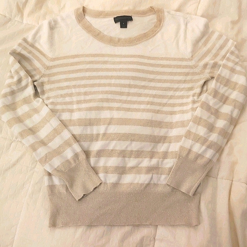 Gold and white striped sweater